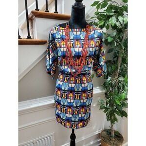 Jessica Simpson Womens Multicolor Polyester Round Neck Knee Length Dress Size XS
